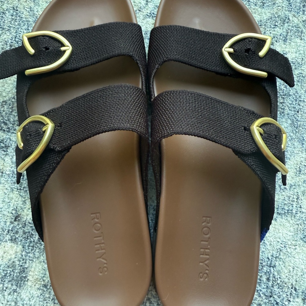 Rothy's Black and Brown Minimalist Sandals